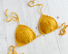 Papaya Triangle Crochet Bikini Top