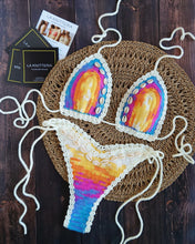 Colorful crochet bikini set from La Knitteria handmade artisan swimwear brand
