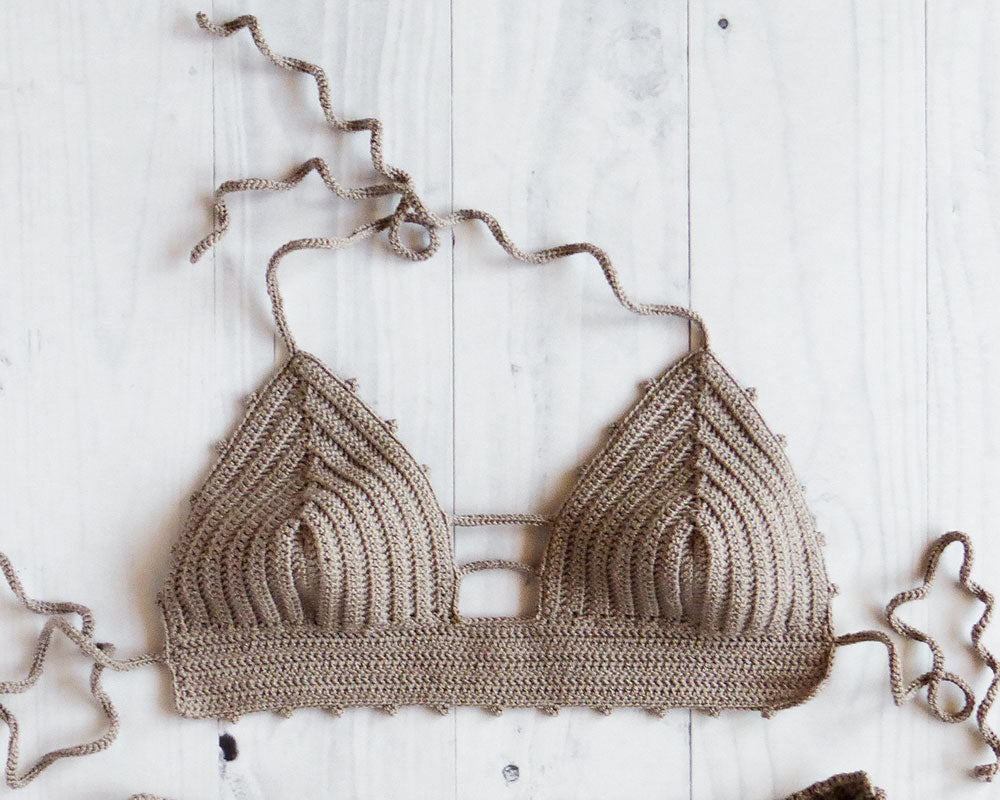 32C 34B 36A Brown Acai Crochet Bralette