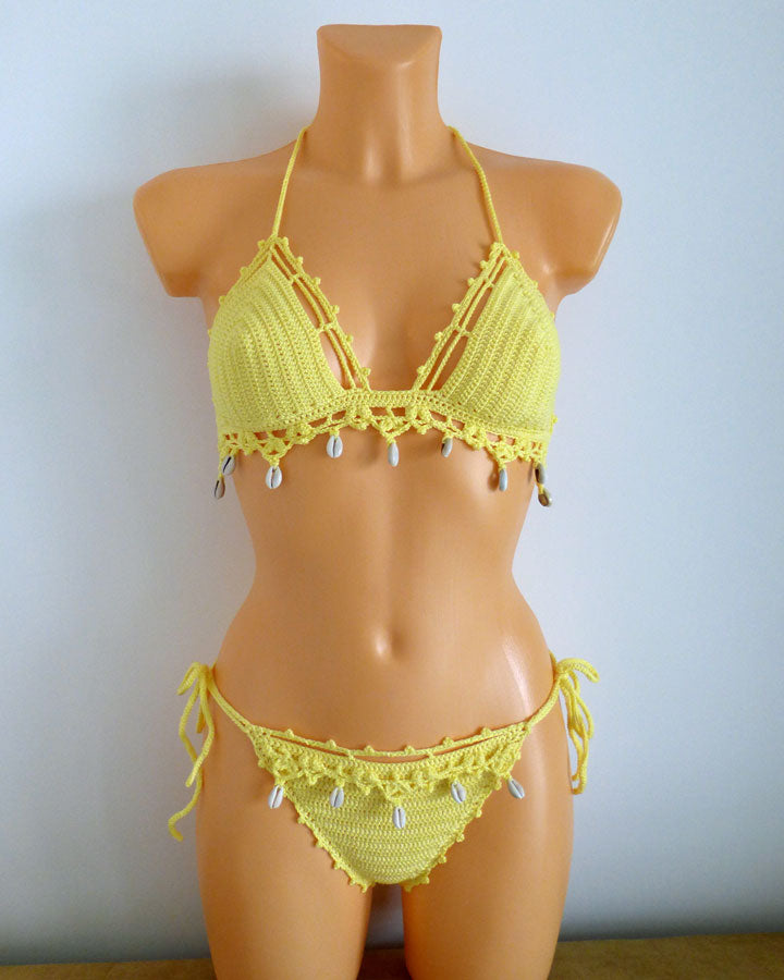 Boho Crochet Swimwear With Seashells handmade by laknitteria