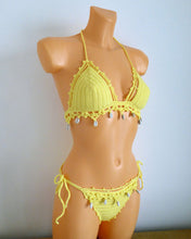 Yellow Handmade Crocheted Bikini Set gypsy boho style