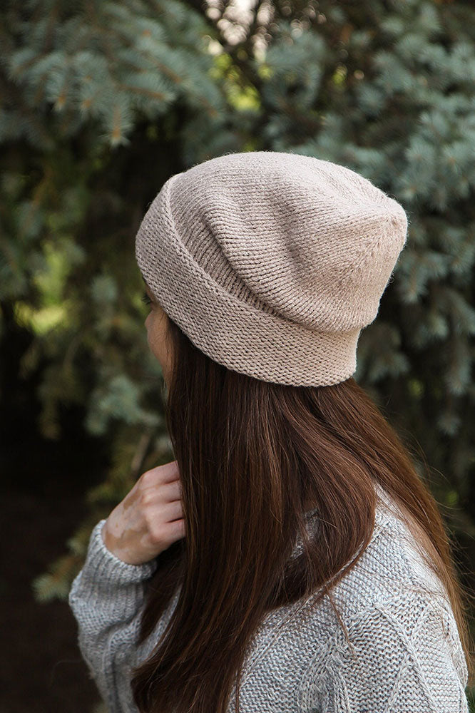 Neutral Beige Metallic Lurex Slouchy Hat Woman