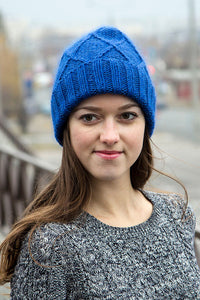 Cobalt Blue Fluffy Warm Winter Hat Mohair Merino Wool