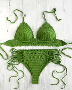 Lace Up Crochet Bikini Set With Brazilian Bottom by La Knitteria