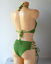 Lace Up Crochet Swimwear Set With Brazilian Bottom