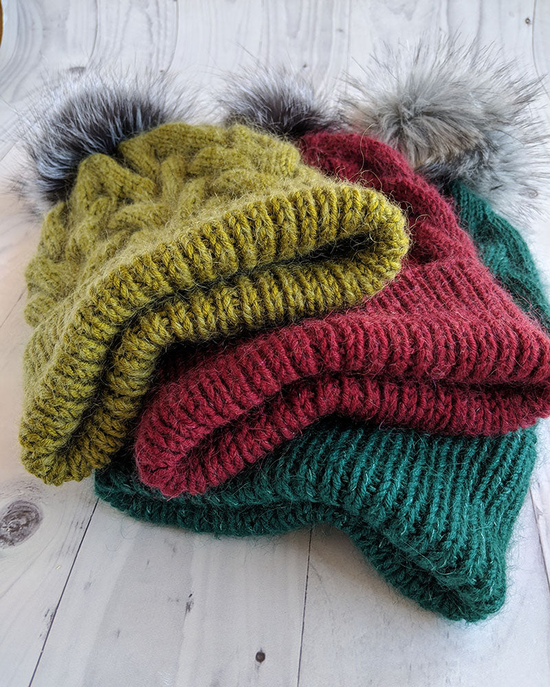 Oversized Knit Hat With Pom Pom