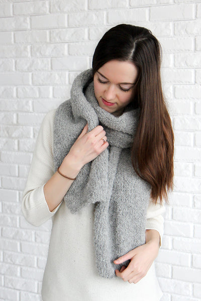 Gray Alpaca Wool Long Scarf. Pearl Gray Blanket Scarf 