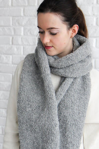 gray chunky knit winter scarf