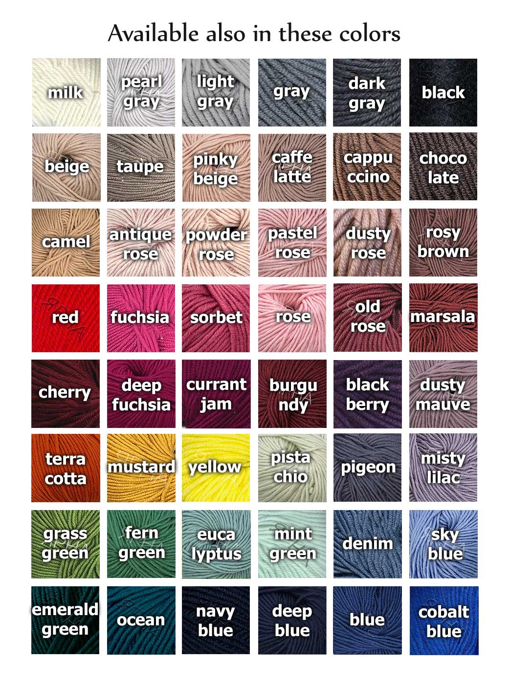 color chart for merino slouchy pom pom hat