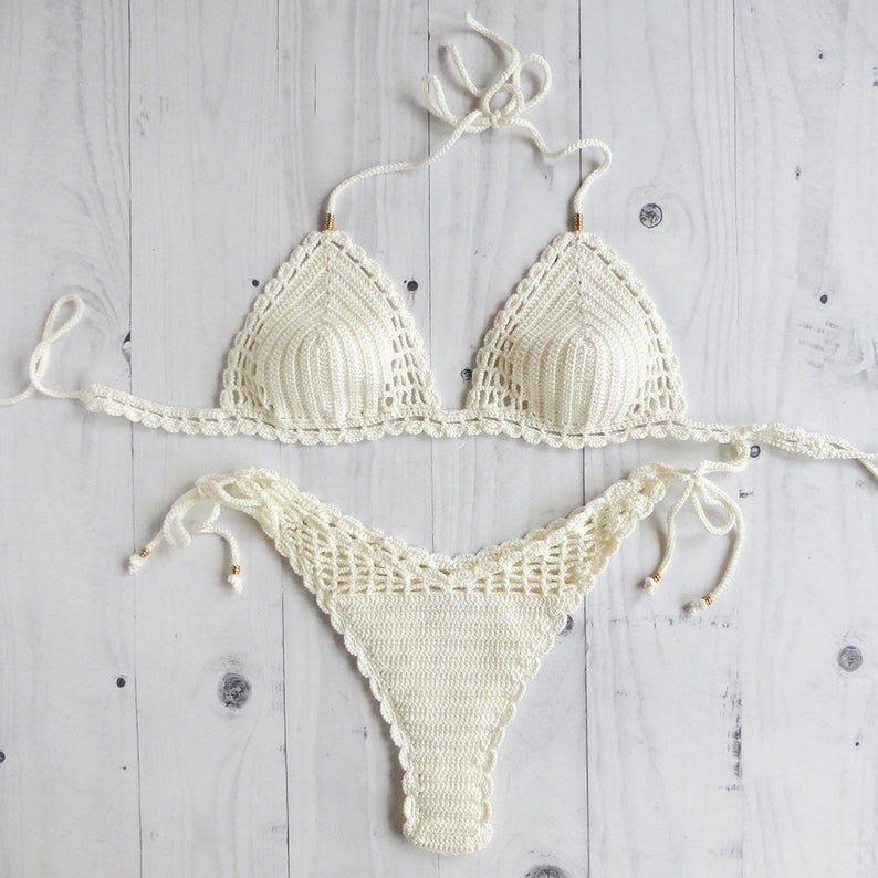 Lychee Cheeky Thong Crochet Swimsuit