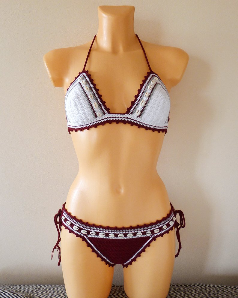 handmade crochet seashell swimsuit
