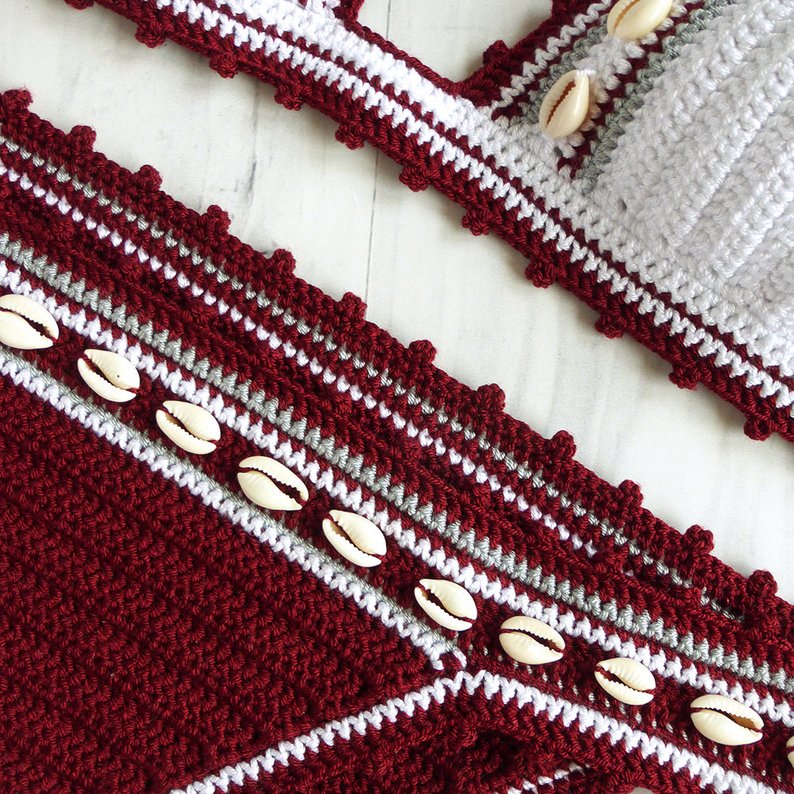 Lakoocha Two Tone Crochet Swimsuit With Seashells