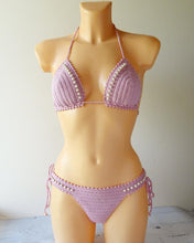 custom hand made crochet bathing suit decorated with beads