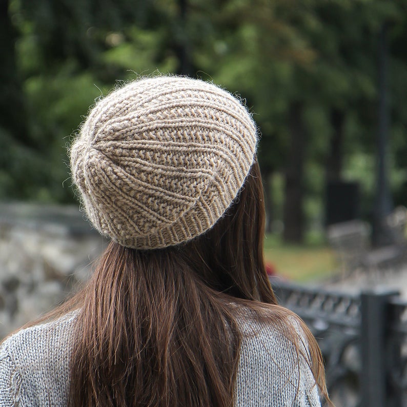 beige alpaca wool woman slouch hat
