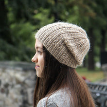 Beige Hand Knitted Woman Wool Slouch Hat