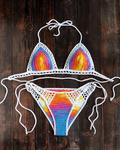 Rainbow Ombre Tie Dye Crochet Bikini Set by LaKnitteria