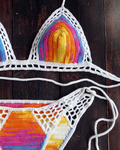 Rainbow Ombre Tie Dye Crochet Bikini Set