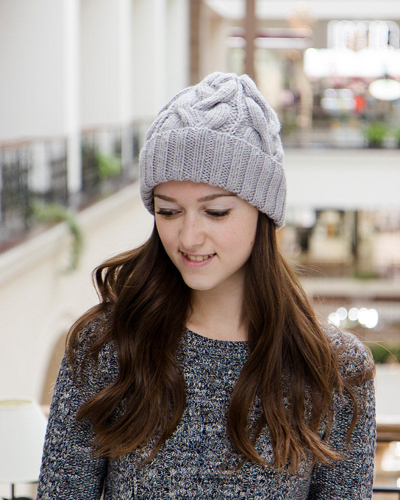 Handmade Gray Wooly Winter Beanie For Women