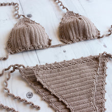 beige crochet bikini with ties