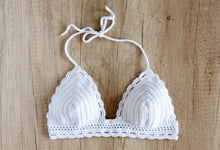 white crochet bikini top by la knitteria
