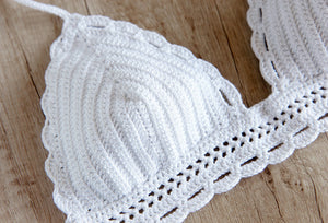 Carambola White Crochet Bikini Top