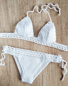 handmade white crochet bikini set