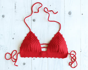 red crochet bikini top