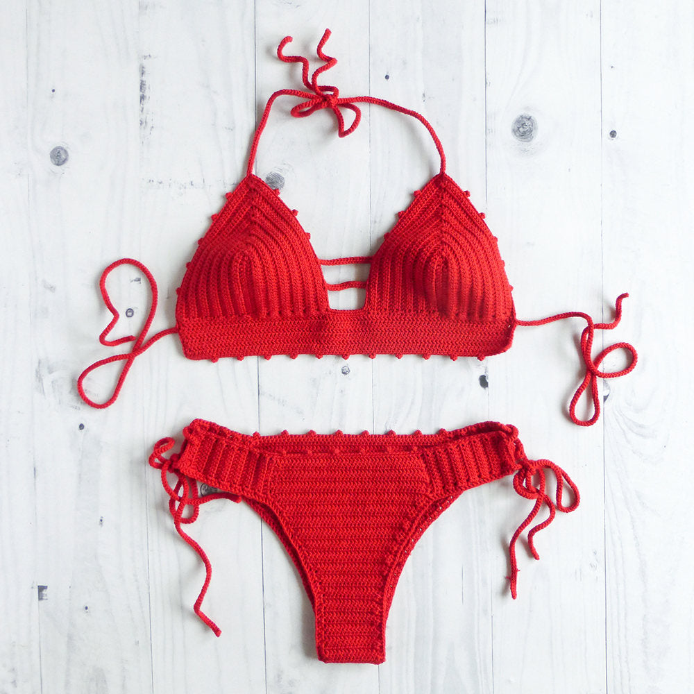 handmade cheeky bikini in red