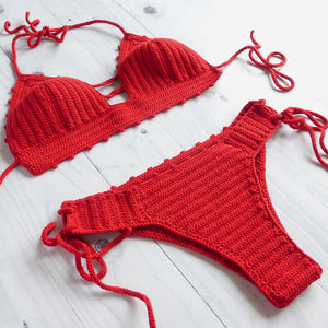 red sexy crochet bikini 