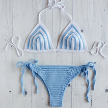 handmade blue and white stripe bikini