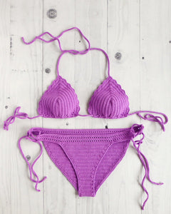 Pitaya stretchy crochet swimsuit with Full Coverage Bottom and triangle top