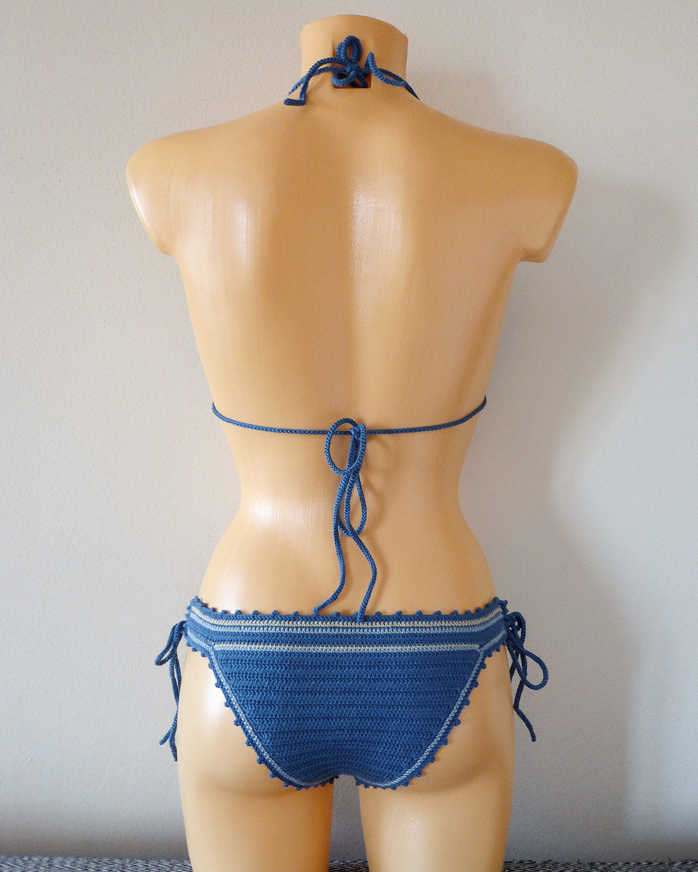 handmade crochet bathing suit with seashells