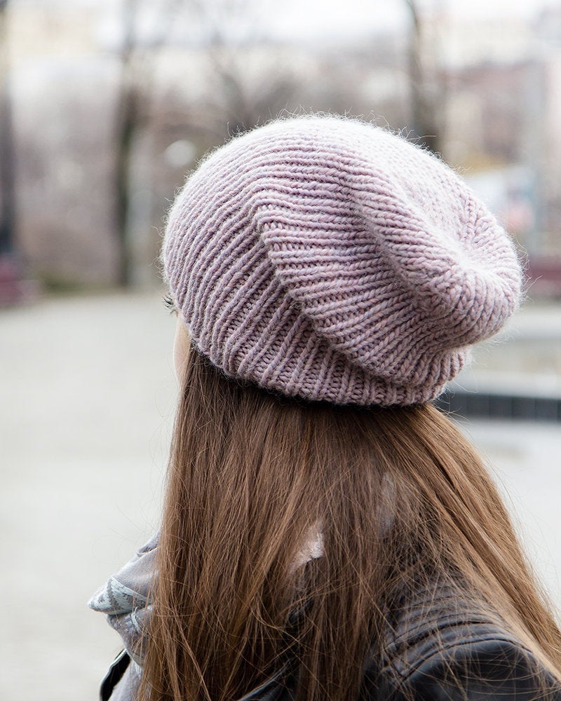 Pink Womens Slouchy Beanie Hat by LaKnitteria