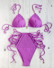 Pitaya Lace-Up High waist Crochet Swimsuit