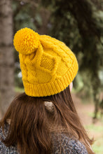 Mustard Cable Knit Bobble Hat