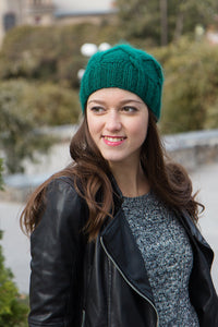 merino and mohair wool cable knit beanie