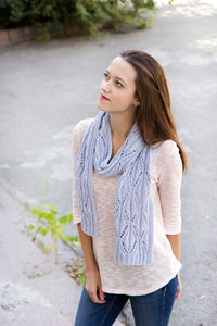 hand knit gray lace scarf stole