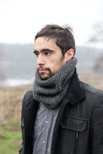 Mens Gray Wool Knitted Scarf
