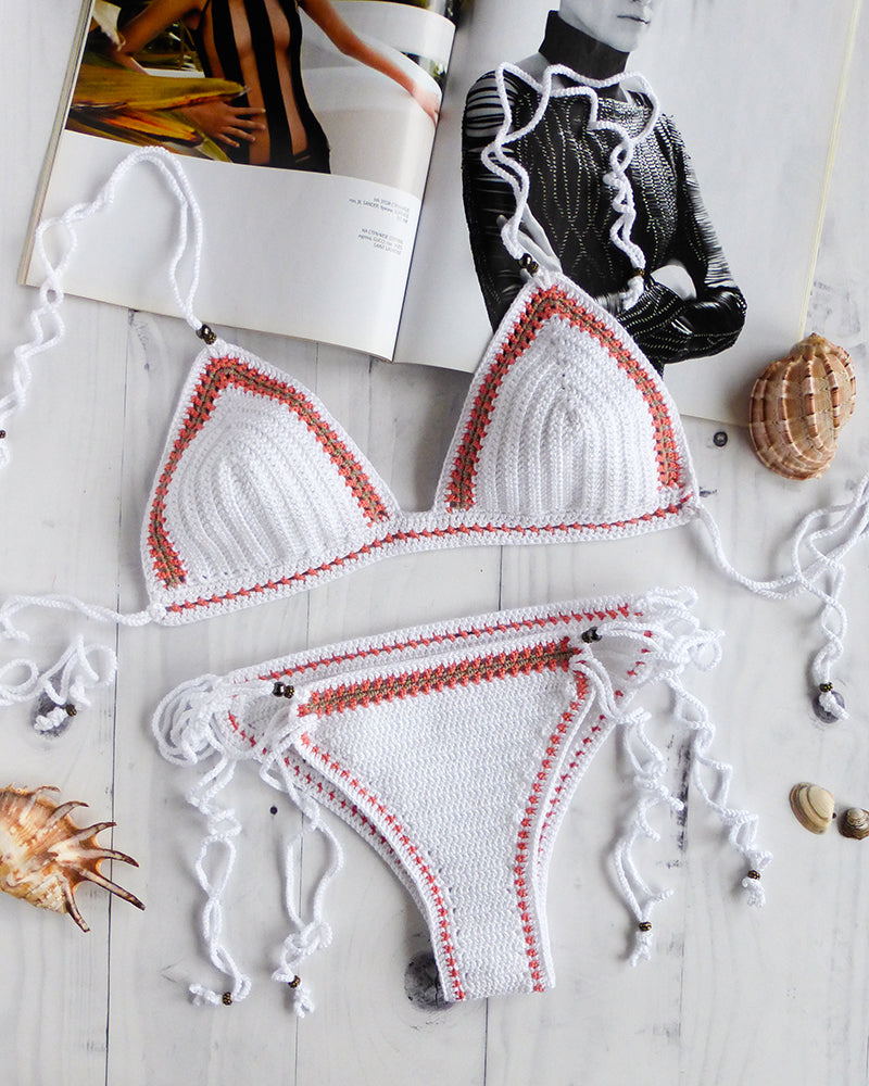 custom made crochet bikini with beads