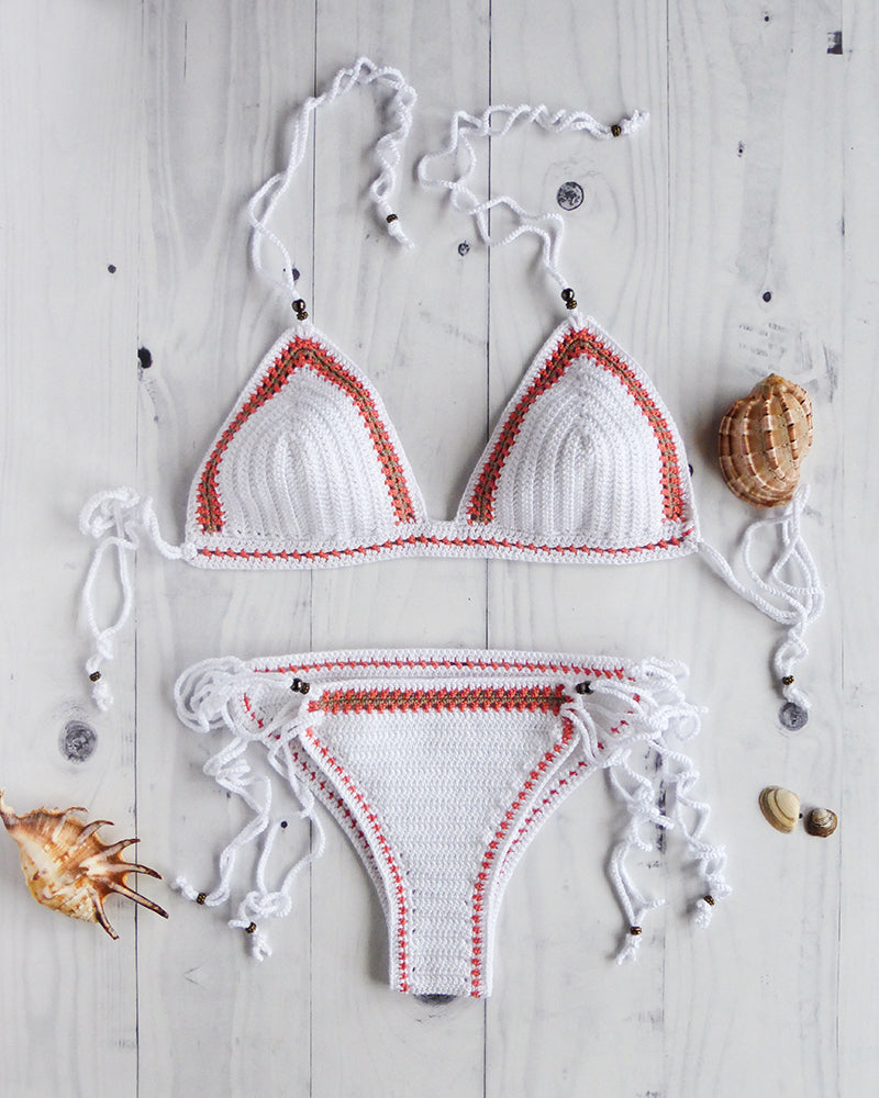 Tamarillo Two Piece Crochet Bikini With Beads by LaKnitteria